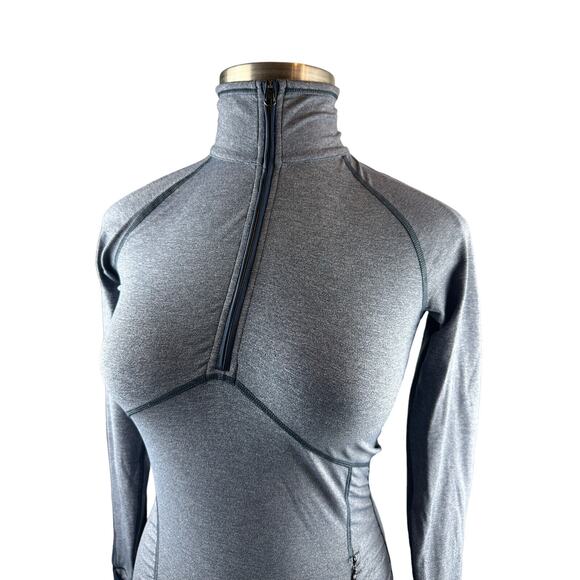 Lululemon Kriss Cross 1/2 Zip Pullover Heathered Inkwell Blue Thumbholes Size 6 - Picture 3 of 16